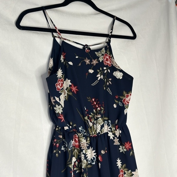 LUSH NAVY FLORAL CHIFFON DRESS (XS) - Picture 4 of 8